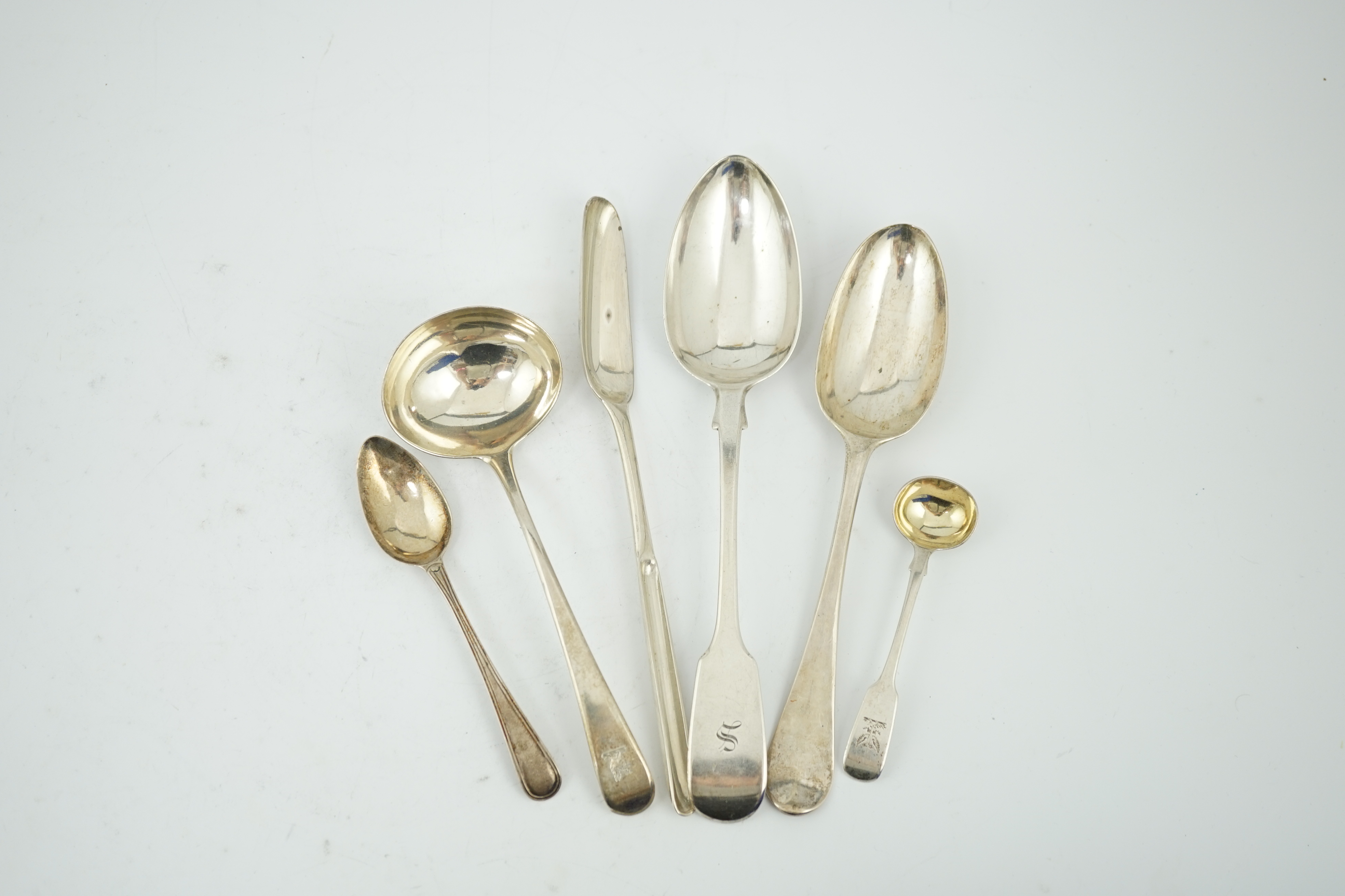 A collection of assorted Georgian and later silver flatware